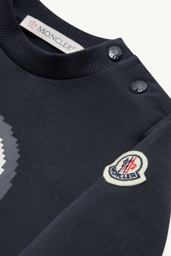 Pixel Logo Cotton Tracksuit Set Boy Night Blue Moncler 2