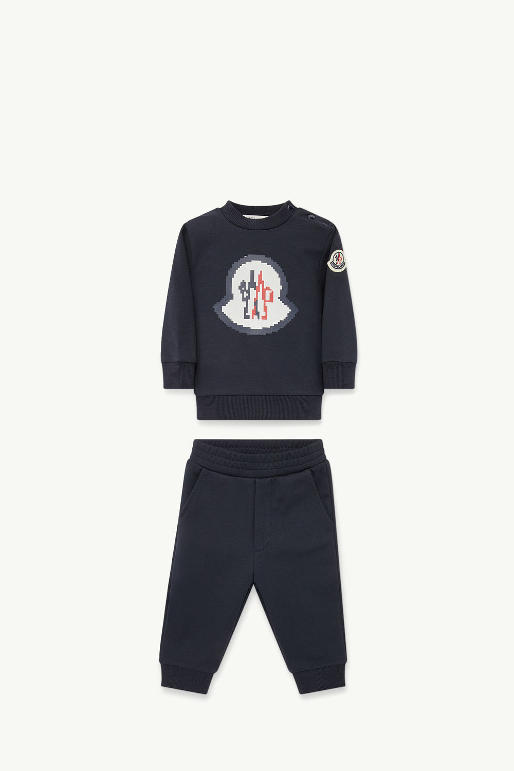 Pixel Logo Cotton Tracksuit Set Boy Night Blue Moncler 0