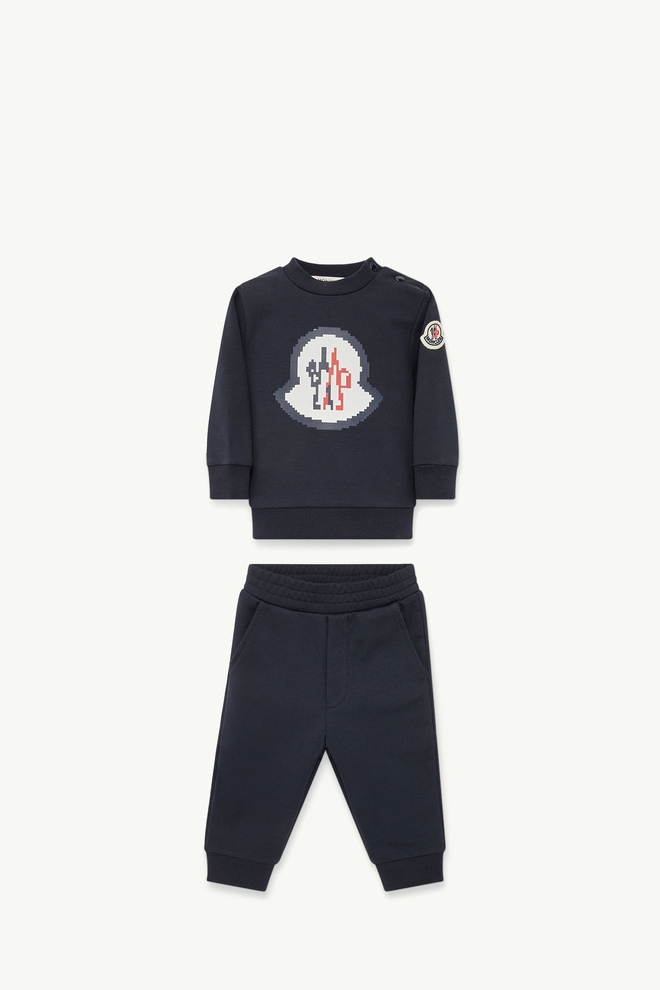 Pixel Logo Cotton Tracksuit Set Boy Night Blue Moncler 0