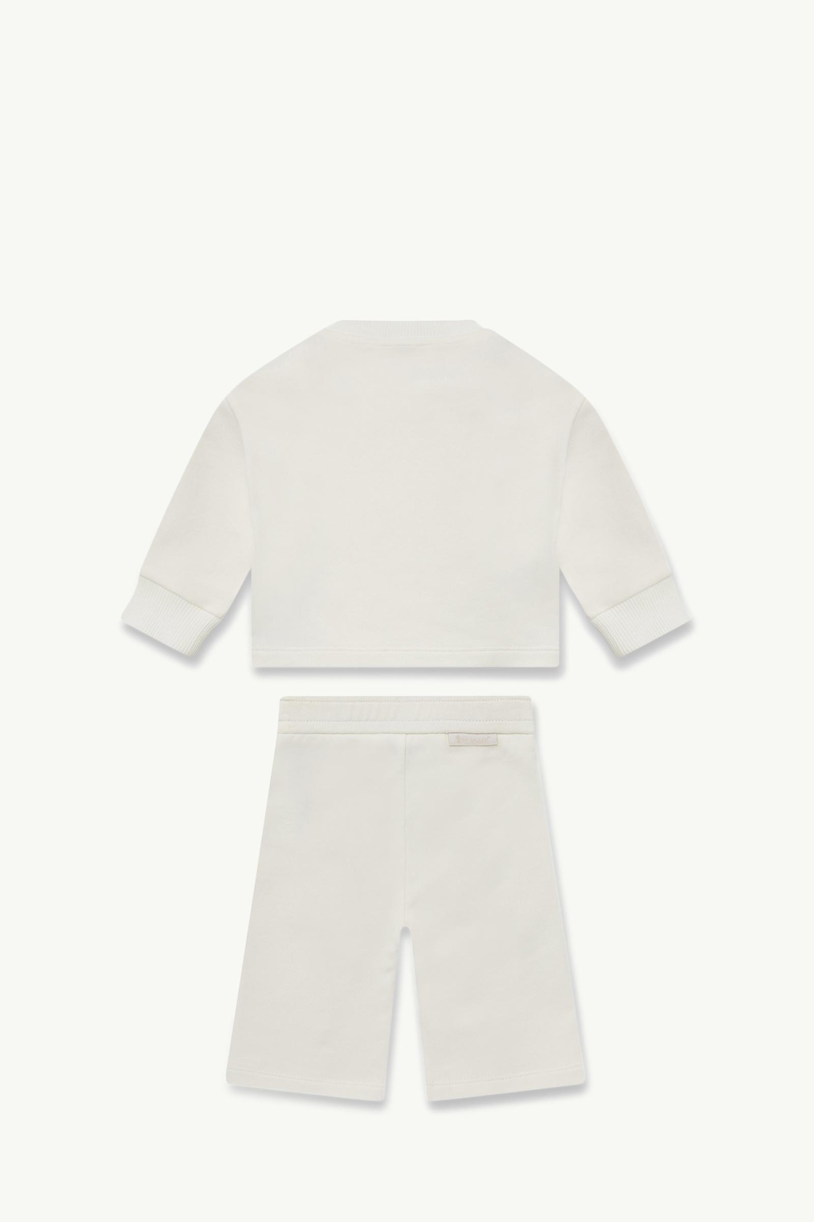 Embroidered Cursive Logo Cotton Set Girl White Moncler 1