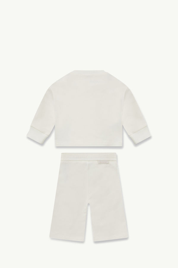 Set in cotone con logo in corsivo ricamato Bambina Bianco Moncler 1