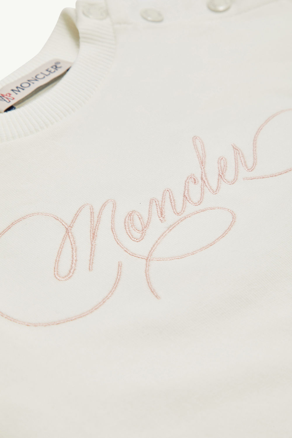 Embroidered Cursive Logo Cotton Set Girl White Moncler 2