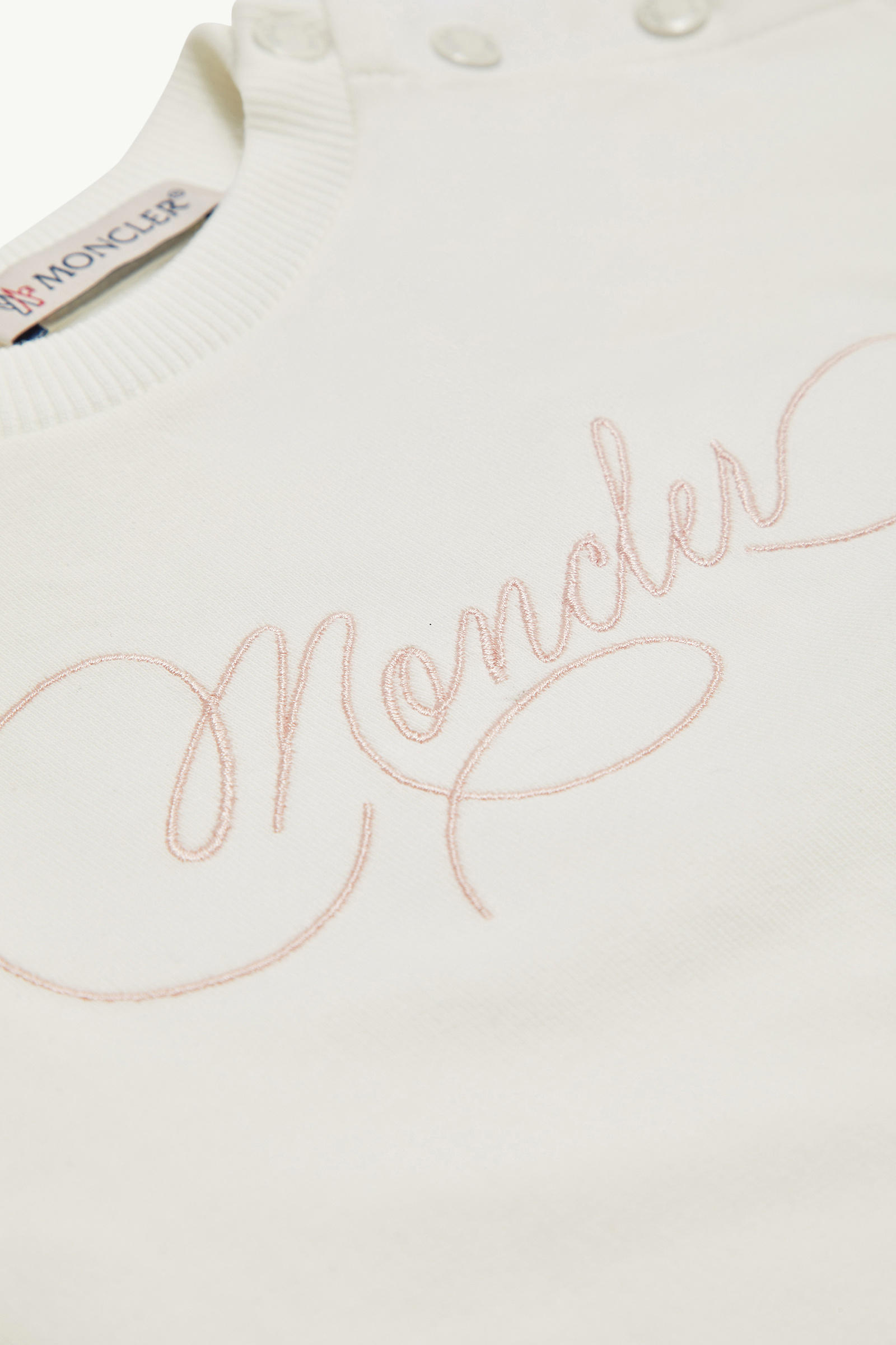 Embroidered Cursive Logo Cotton Set Girl White Moncler 2
