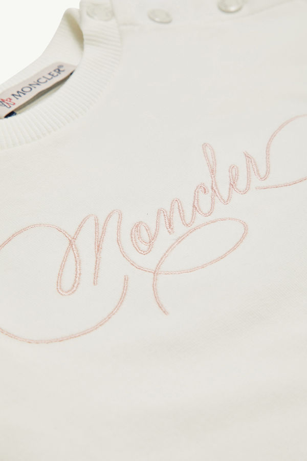 Set in cotone con logo in corsivo ricamato Bambina Bianco Moncler 2