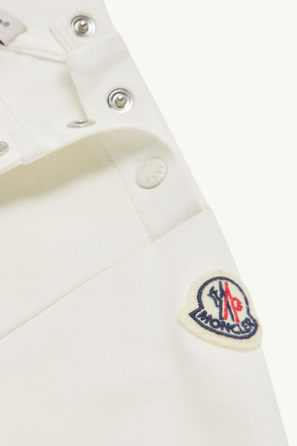 Set in cotone con logo in corsivo ricamato Bambina Bianco Moncler 3