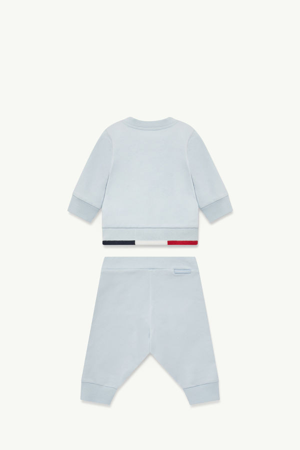 Tricolor-Trimmed Cotton Tracksuit Set Boy Light Blue Moncler 1