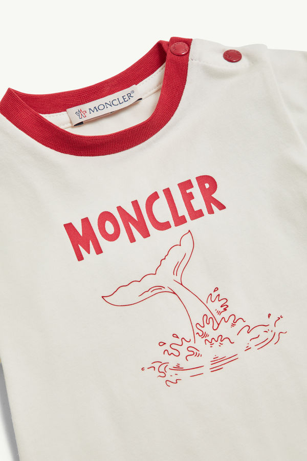 Aquatic Logo Cotton Set Boy White & Red Moncler 3