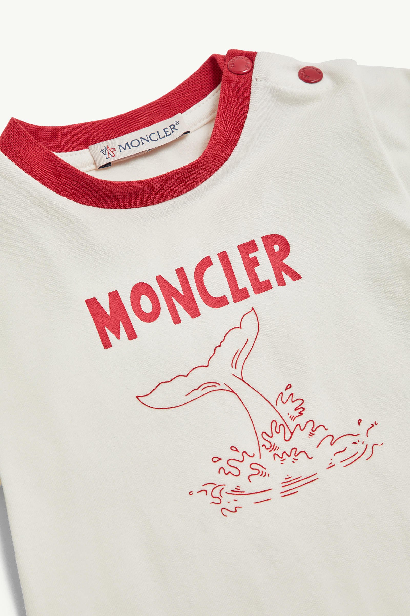 Aquatic Logo Cotton Set Boy White & Red Moncler 3