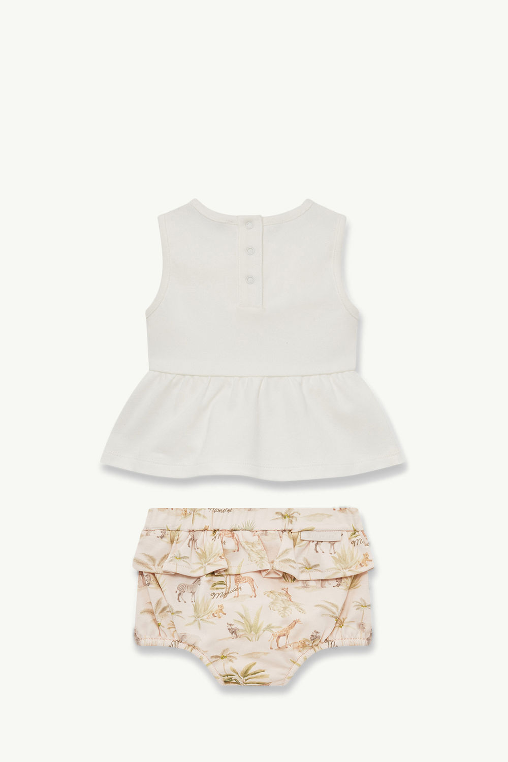 Safari Print Cotton Set Girl White Ivory Moncler 1