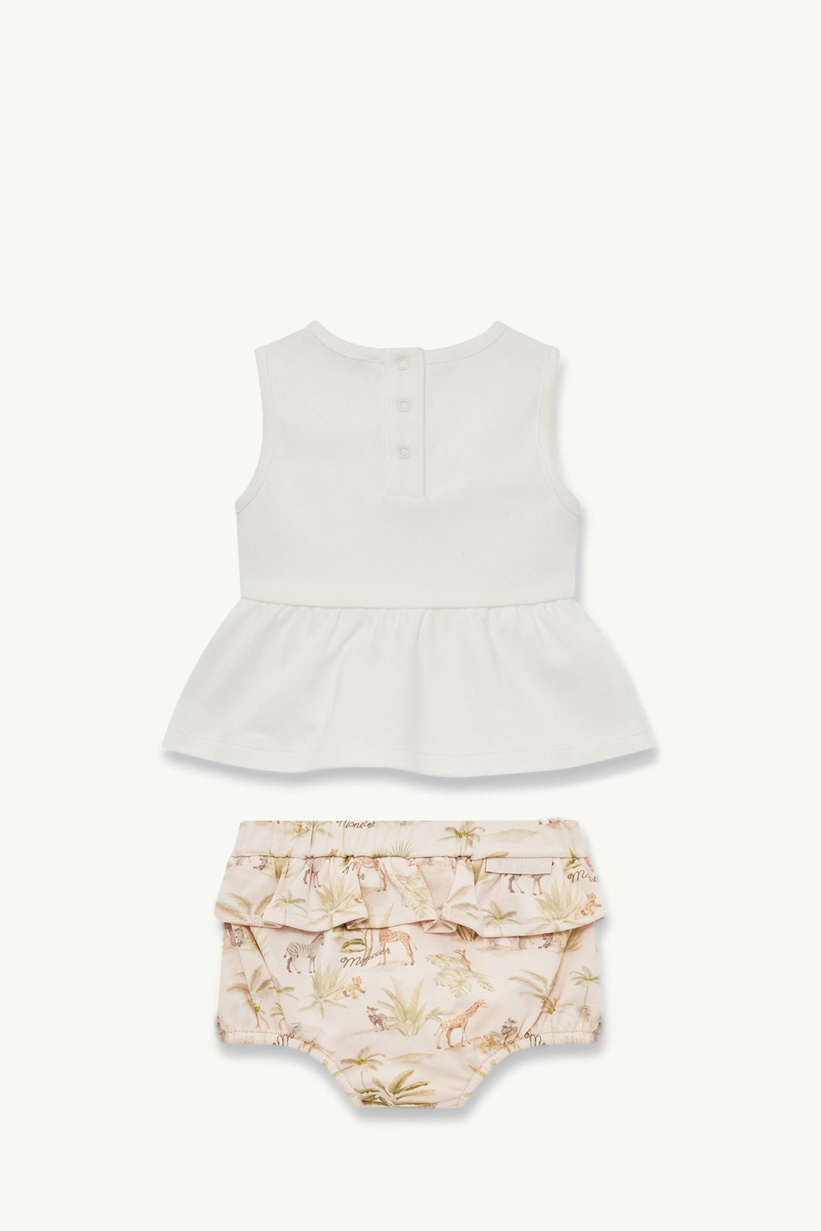 Safari Print Cotton Set Girl White Ivory Moncler 1