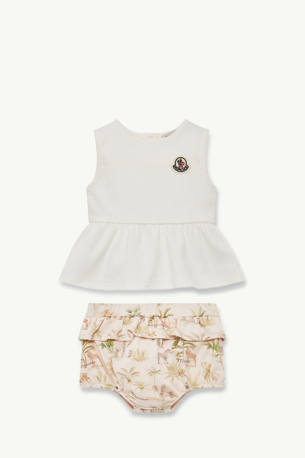 Safari Print Cotton Set Girl White Ivory Moncler 0