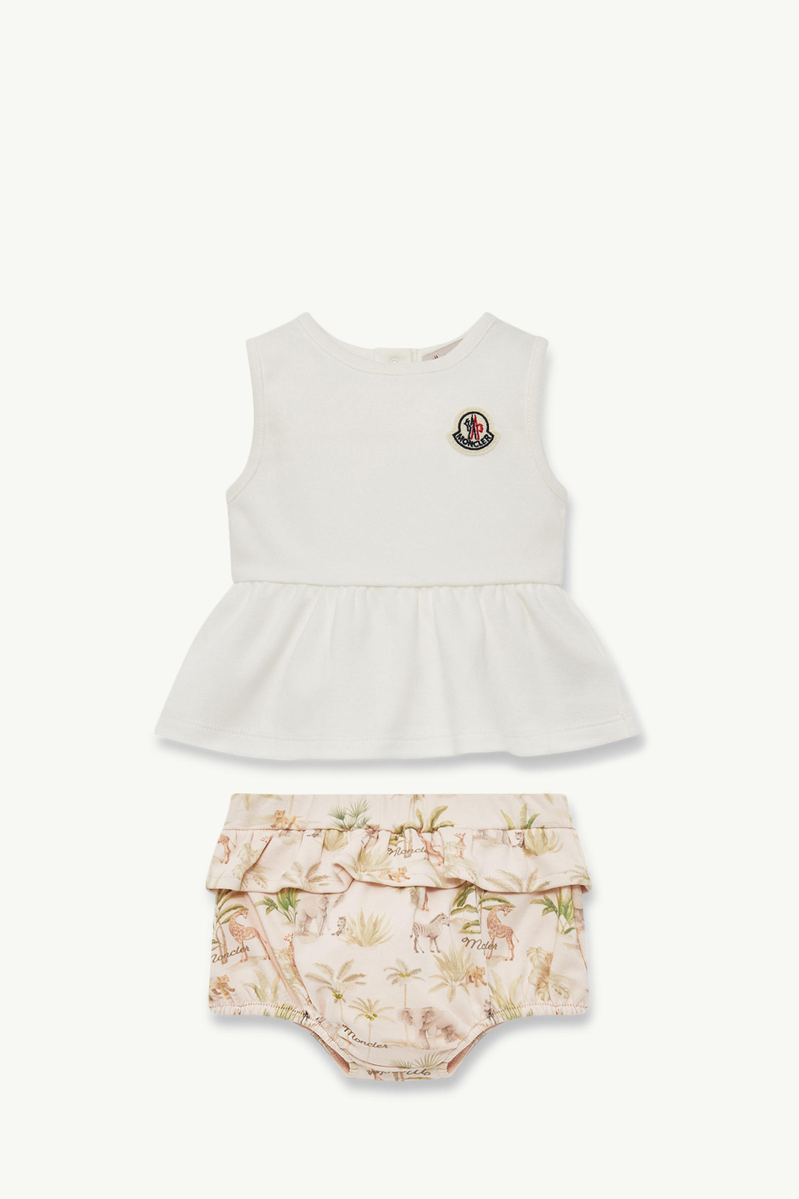 Safari Print Cotton Set Girl White Ivory Moncler 0