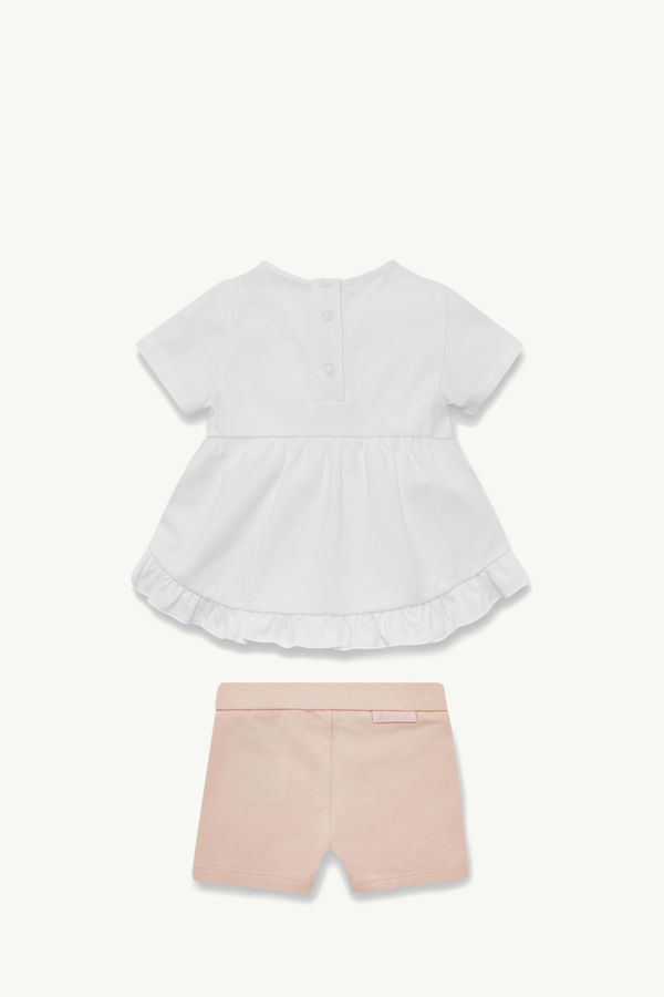 Ruffle-Trimmed Cotton Set Girl White & Pink Moncler 1