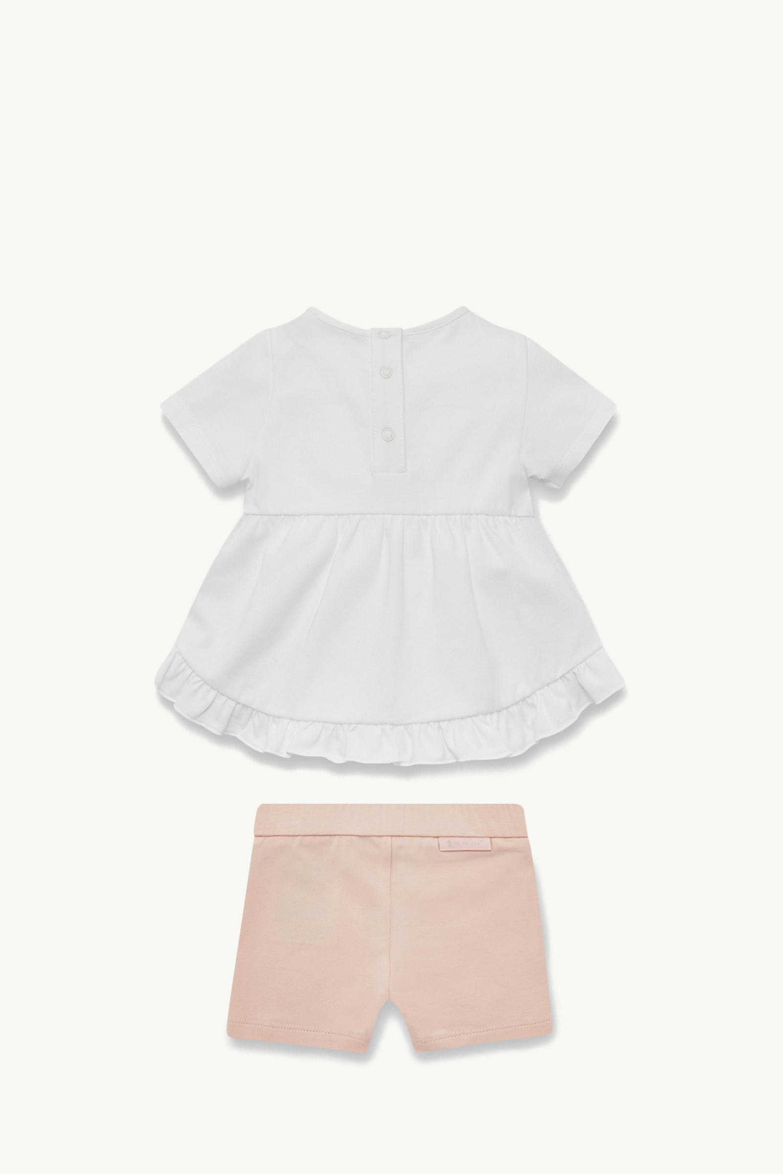 Ruffle-Trimmed Cotton Set Girl White & Pink Moncler 1