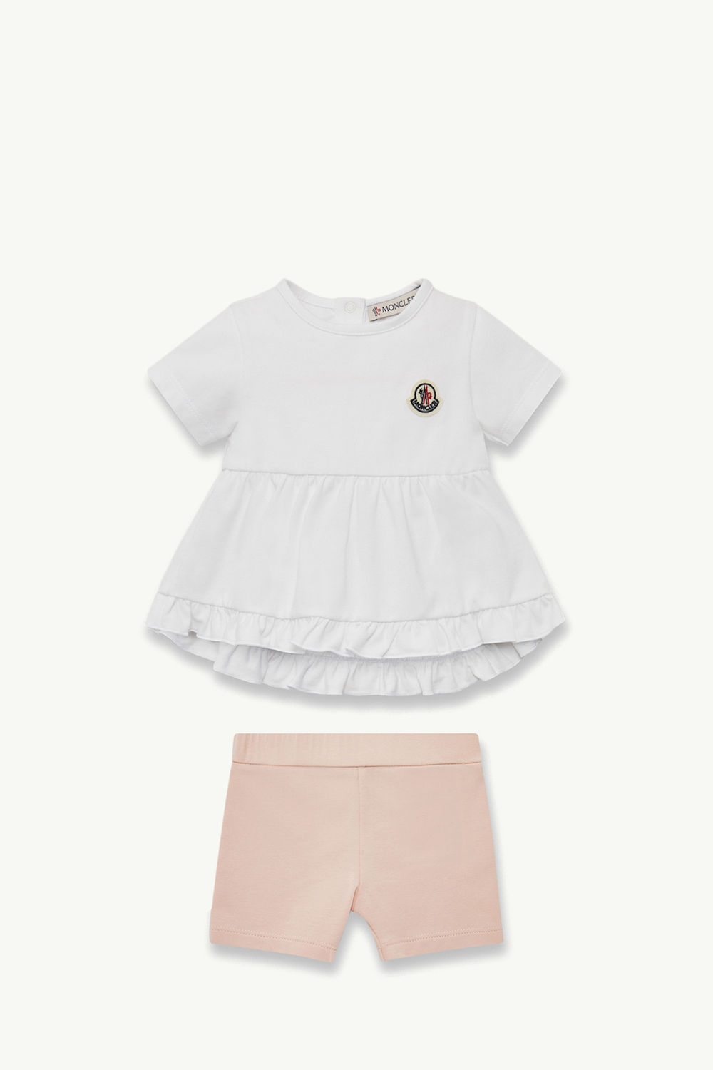 Ruffle-Trimmed Cotton Set Girl White & Pink Moncler 0