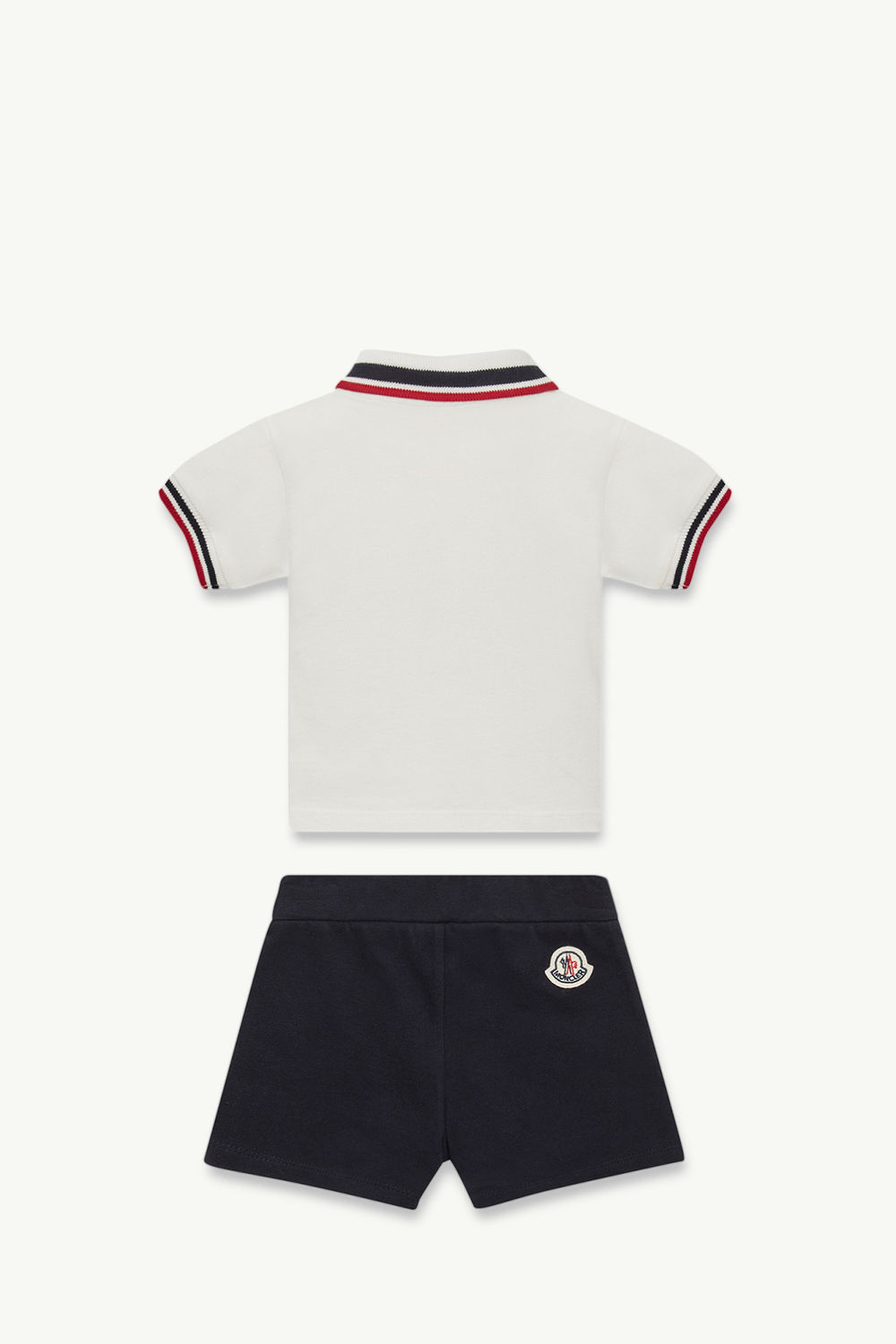 Ensemble en piqué de coton à bordure tricolore Garçon Blanc & Bleu Moncler 1
