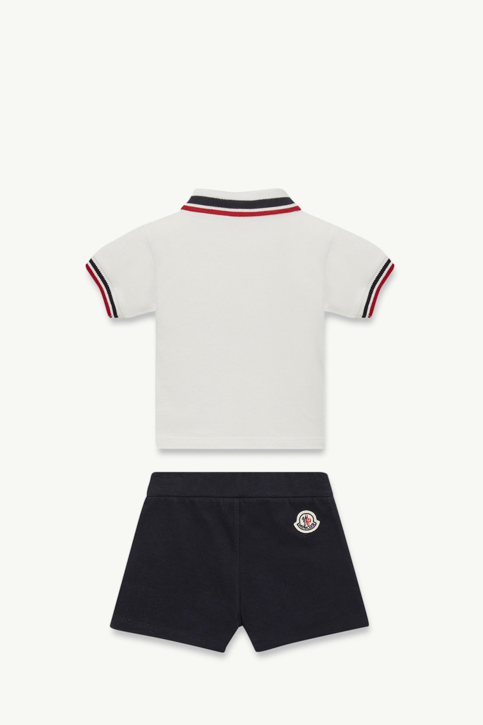 Tricolour-Trimmed Cotton Piquet Set Boy White & Blue Moncler 1
