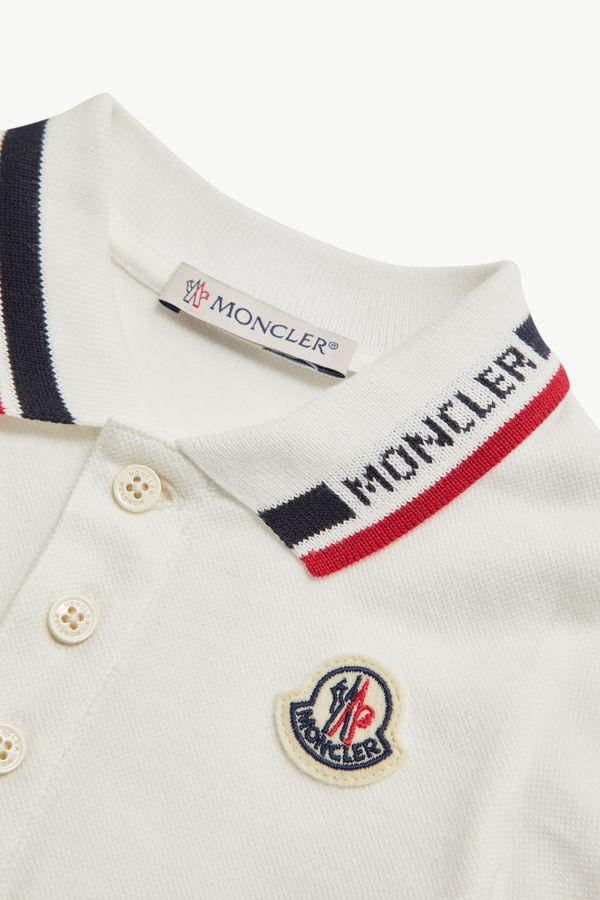Tricolour-Trimmed Cotton Piquet Set Boy White & Blue Moncler 2