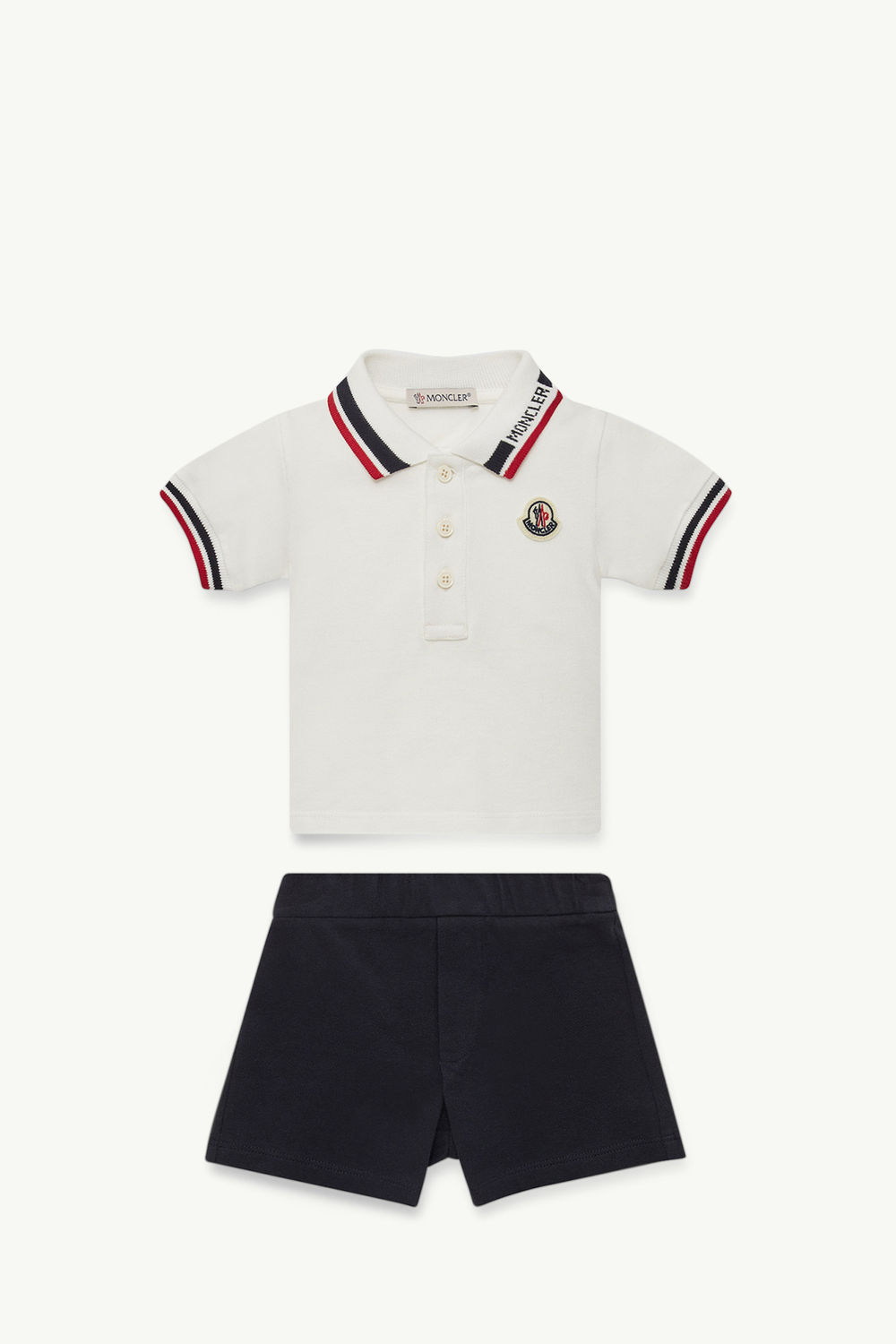 Ensemble en piqué de coton à bordure tricolore Garçon Blanc & Bleu Moncler 0