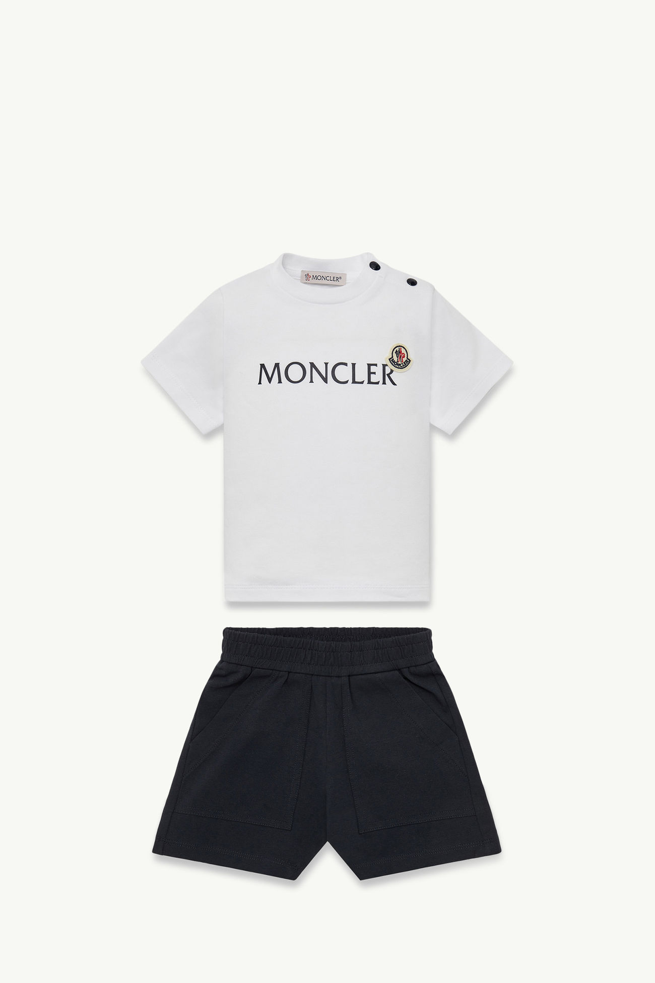 Baumwollset mit Logo Jungen Optisches Weiß Moncler 0