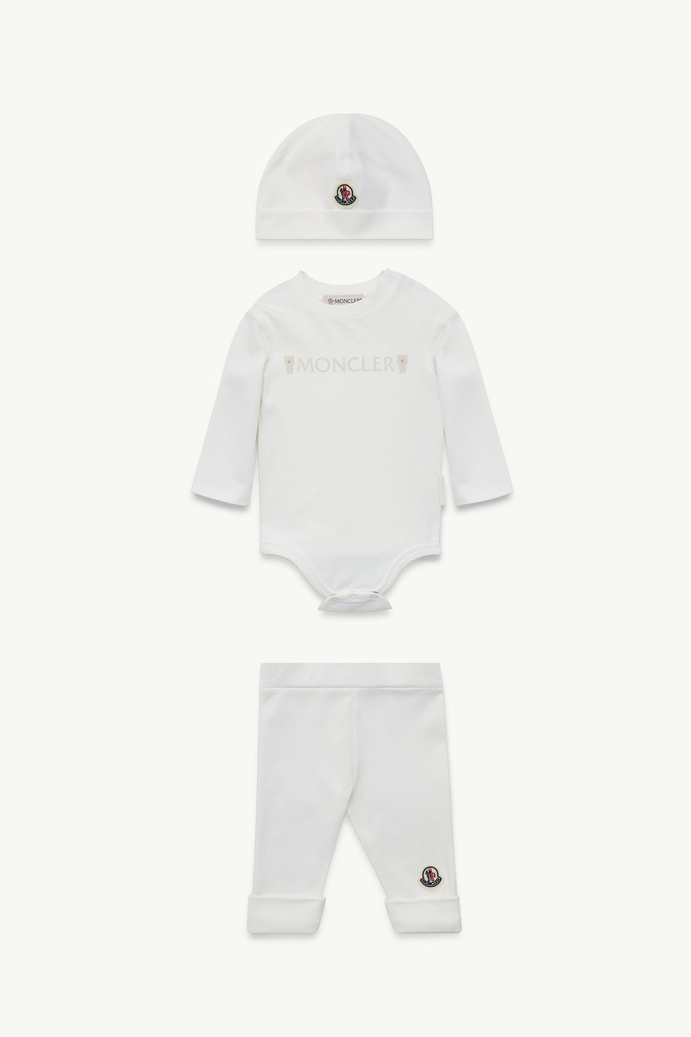 Set aus Baumwolle mit Teddybär-Logomotiv Genderneutral Weiß Moncler 0