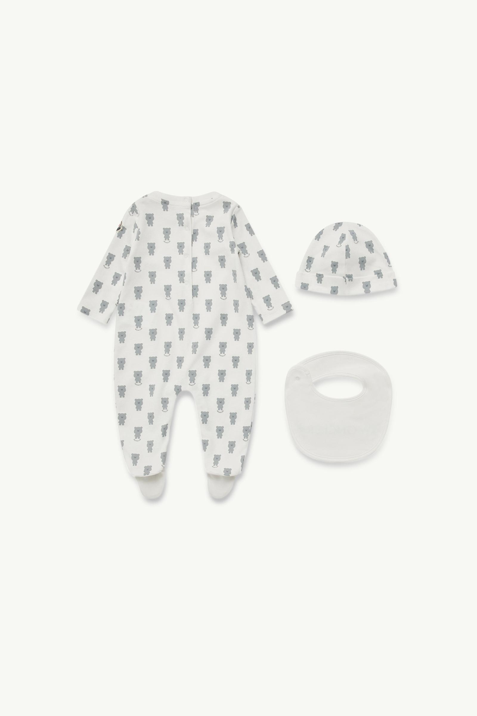 Teddy Bear Print Cotton Set Gender Neutral White & Blue Moncler 1