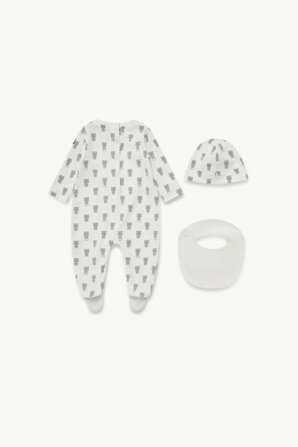 Teddy Bear Print Cotton Set Gender Neutral White & Blue Moncler 1