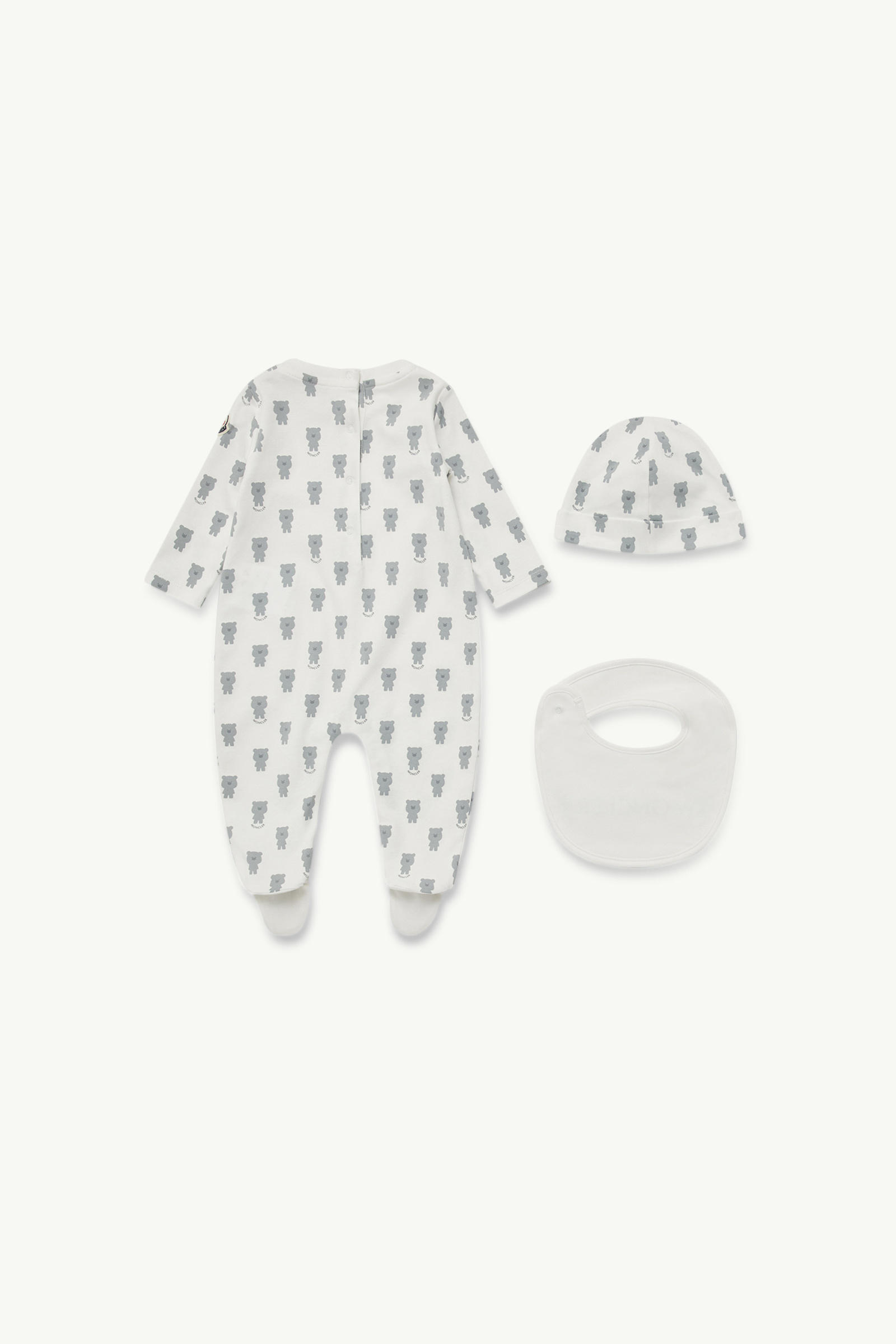 Teddy Bear Print Cotton Set Gender Neutral White & Blue Moncler 1