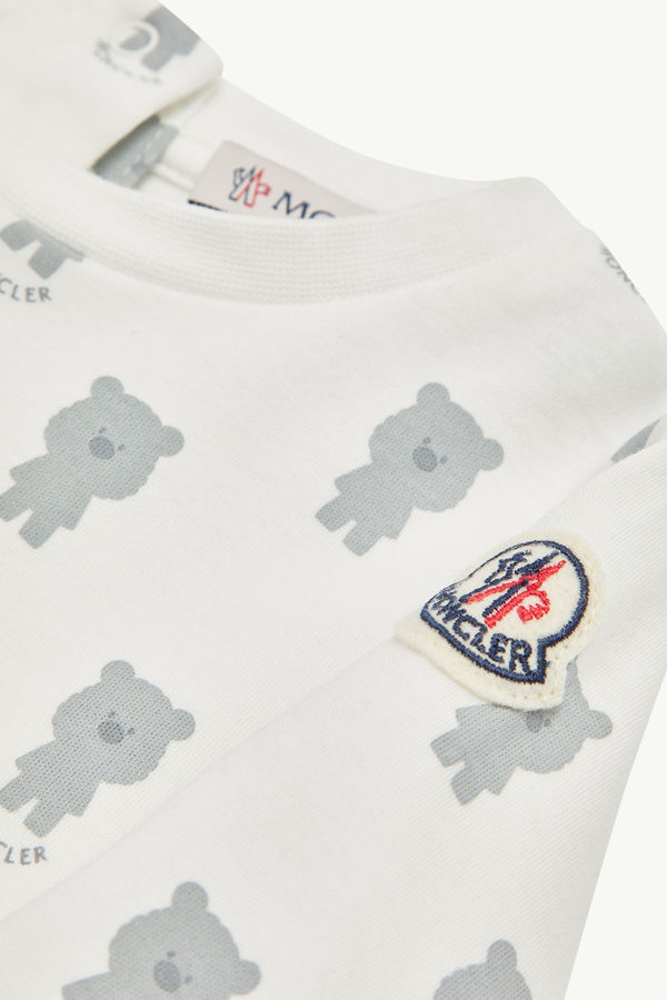 Teddy Bear Print Cotton Set Gender Neutral White & Blue Moncler 2