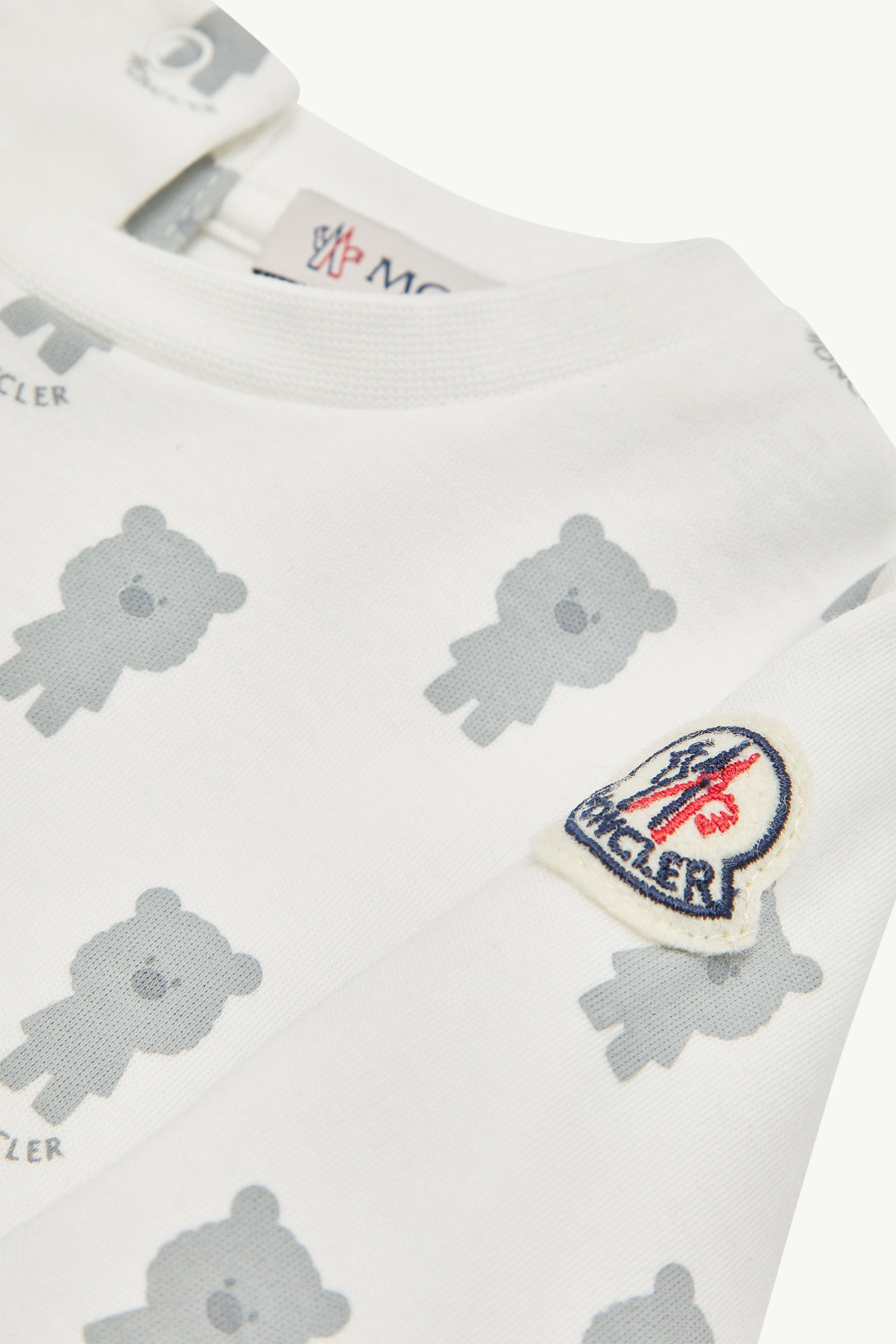 Teddy Bear Print Cotton Set Gender Neutral White & Blue Moncler 2