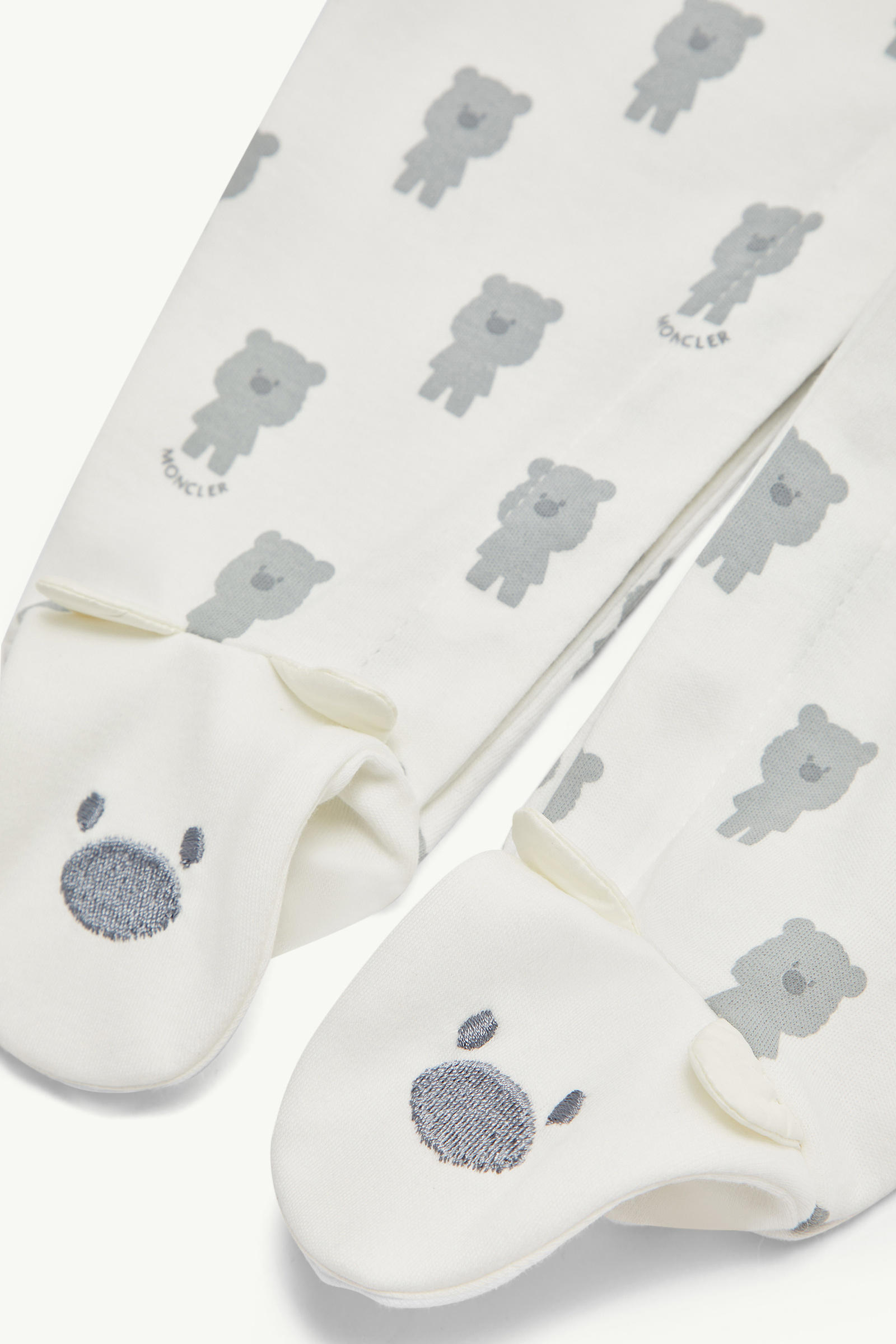 Teddy Bear Print Cotton Set Gender Neutral White & Blue Moncler 3