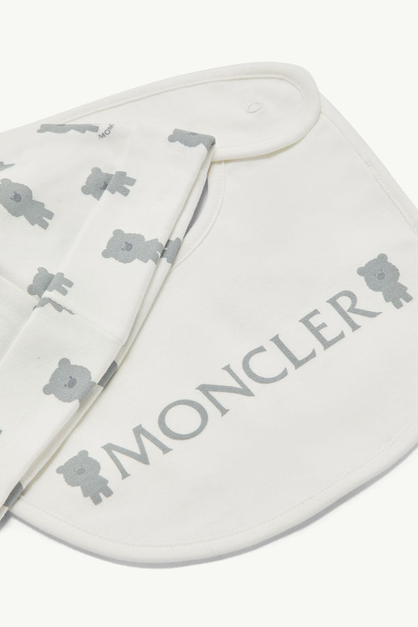 Teddy Bear Print Cotton Set Gender Neutral White & Blue Moncler 4