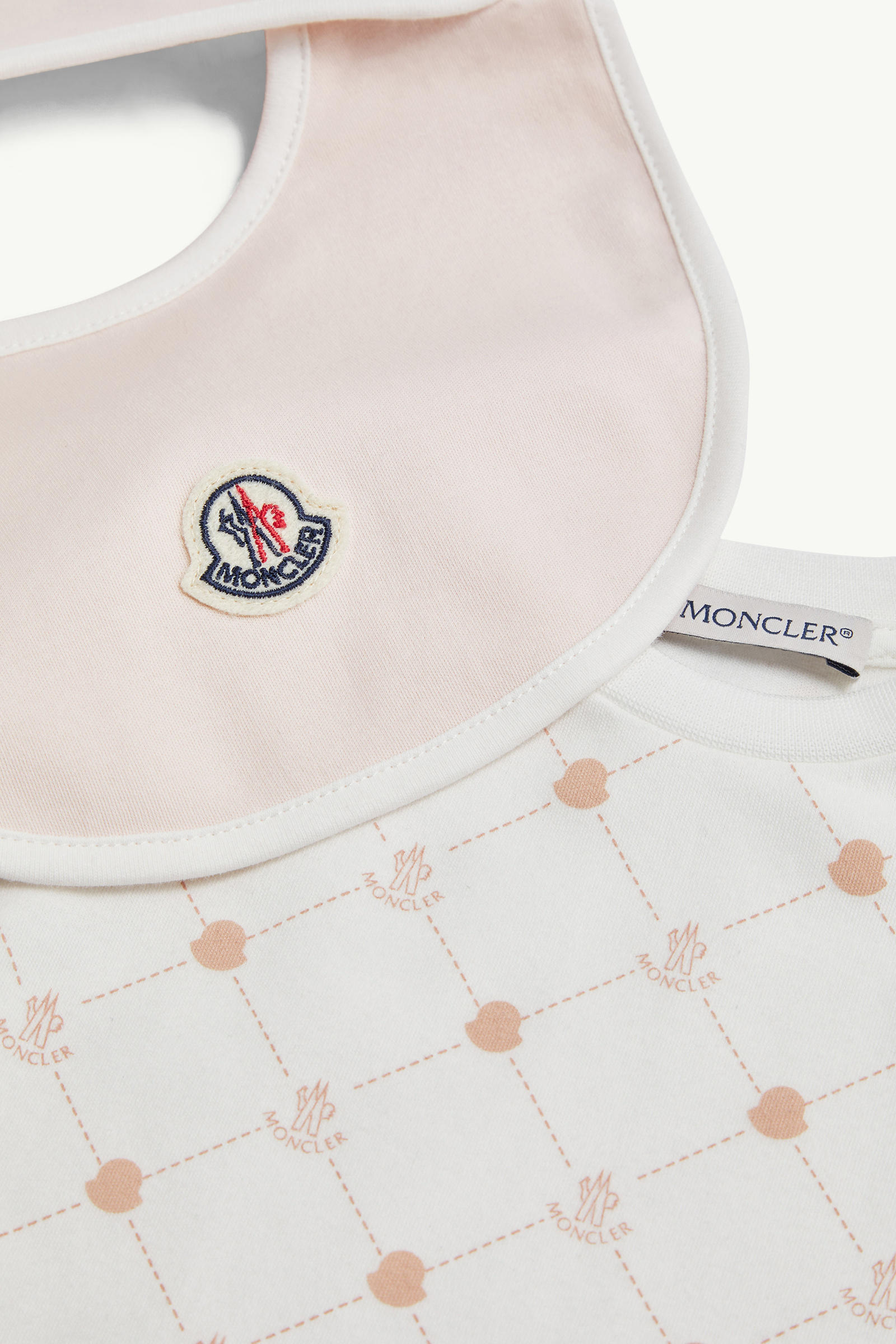 Logo Cotton Set Gender Neutral White & Pink Moncler 3