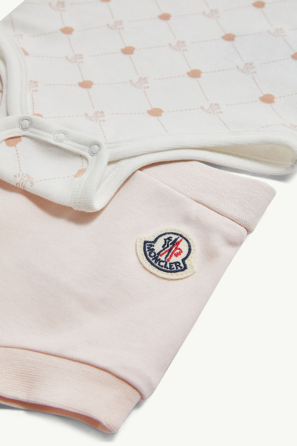 Logo Cotton Set Gender Neutral White & Pink Moncler 4