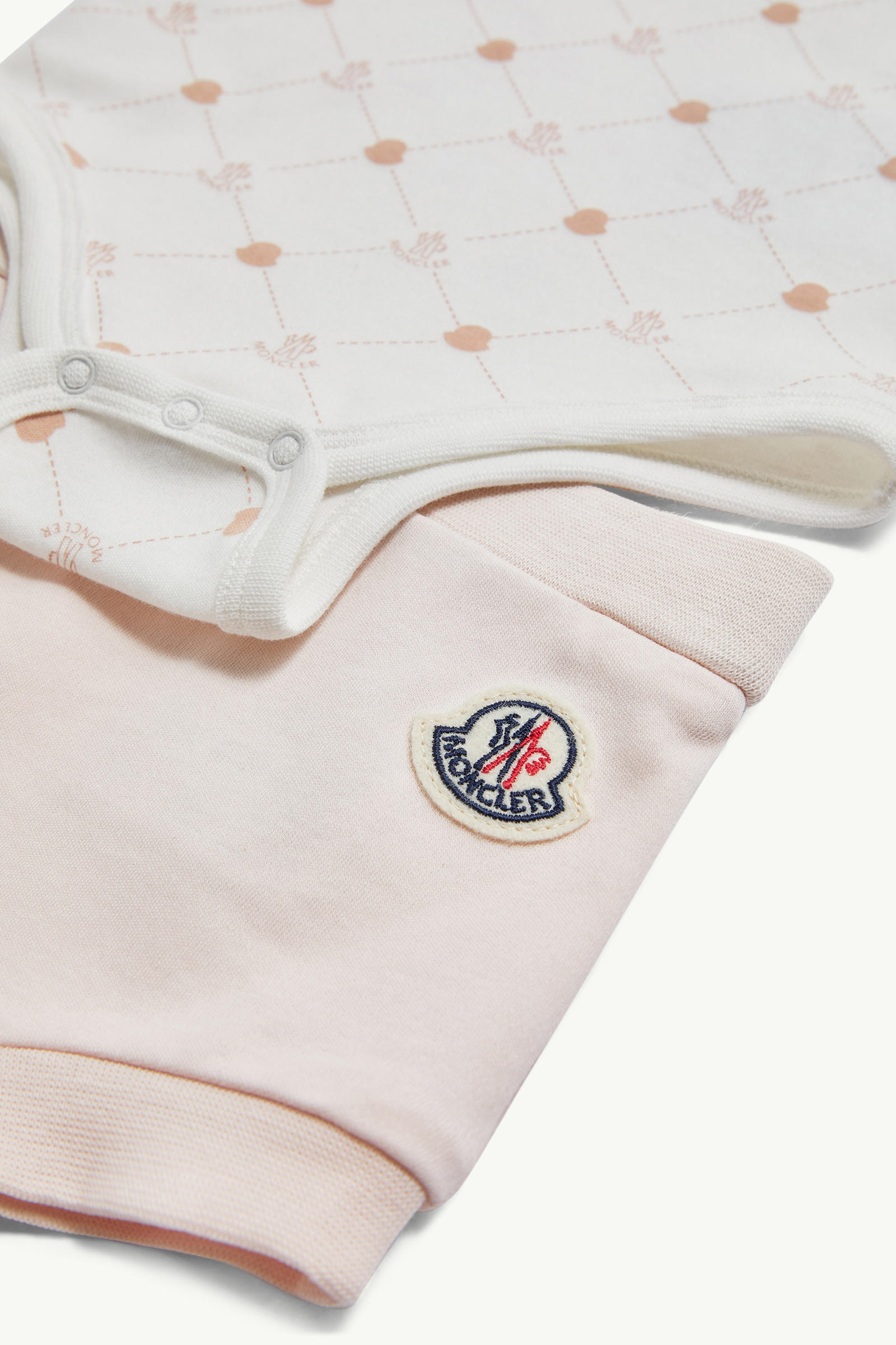 Logo Cotton Set Gender Neutral White & Pink Moncler 4
