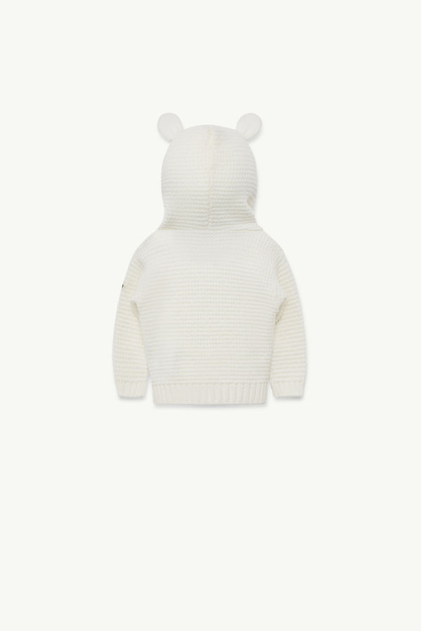 Hooded Teddy Bear Wool Zip-Up Cardigan Gender Neutral White Moncler 1