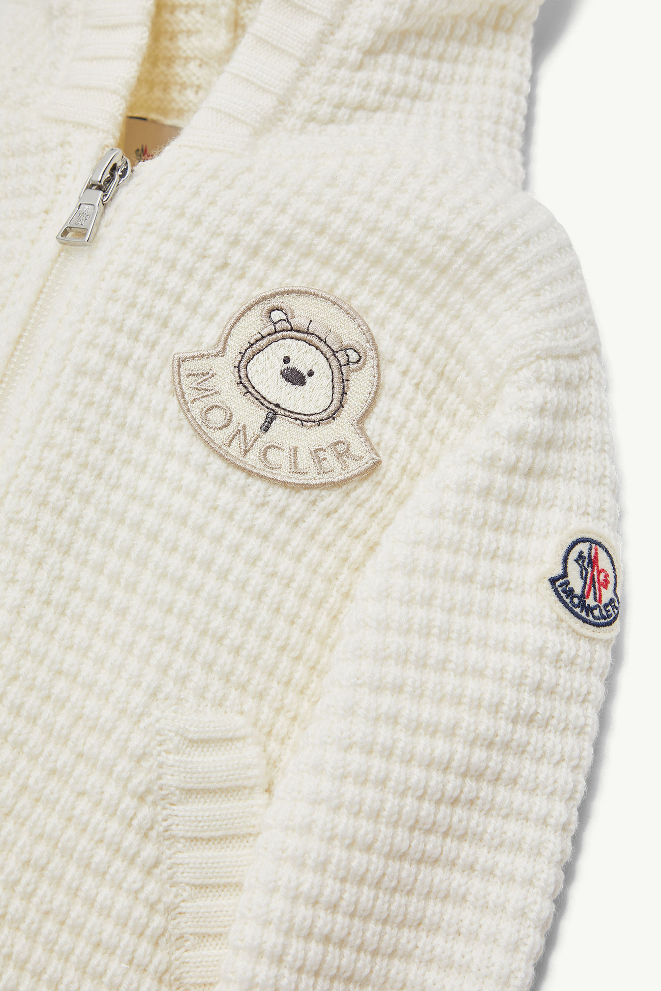 連帽泰迪熊羊毛拉鏈開襟毛衣 中性 白色 Moncler 2