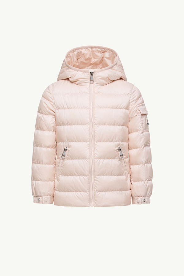 Gles Hooded Down Jacket Girl Light Pink Moncler 0