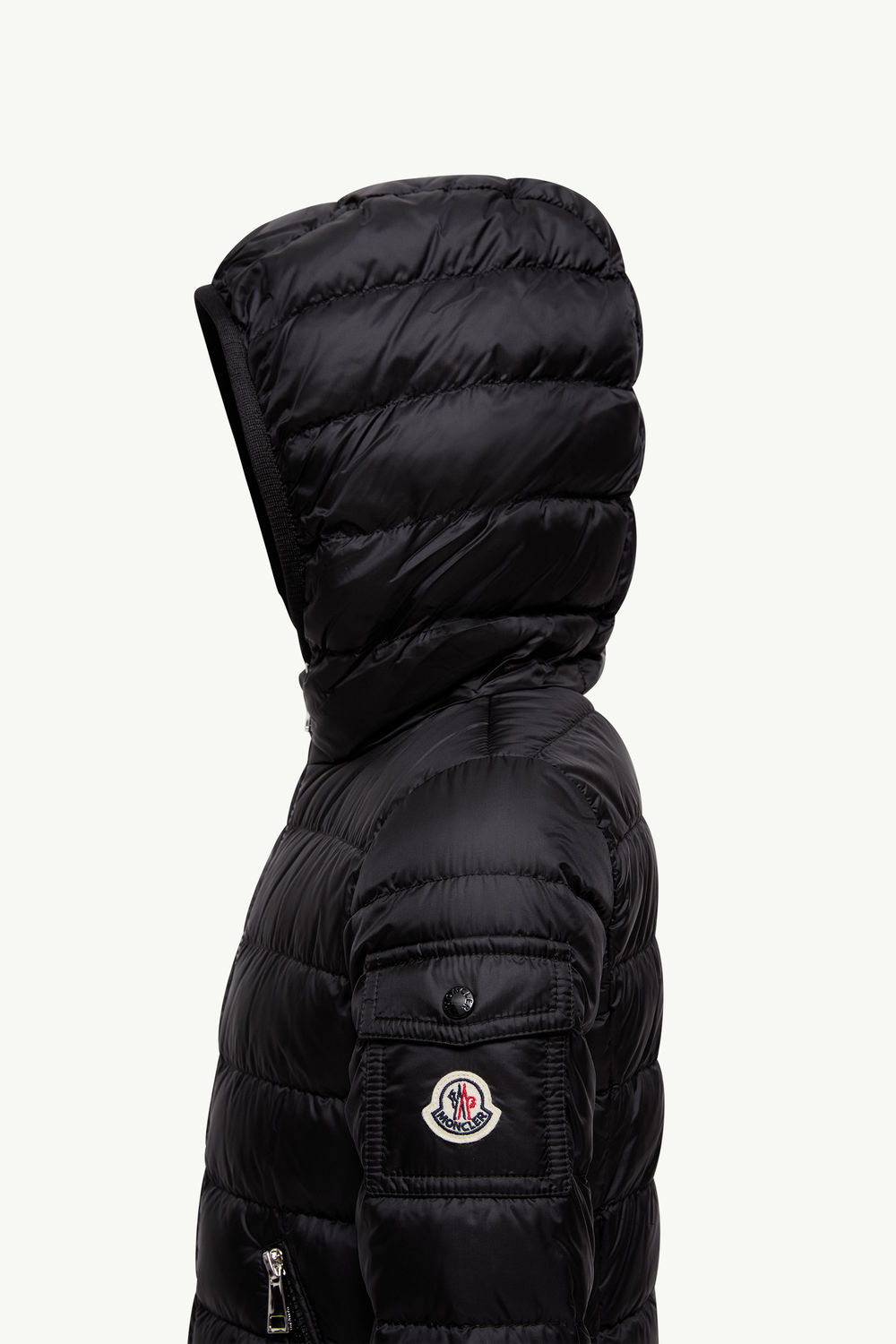 Gles Hooded Down Jacket Girl Black Moncler 3