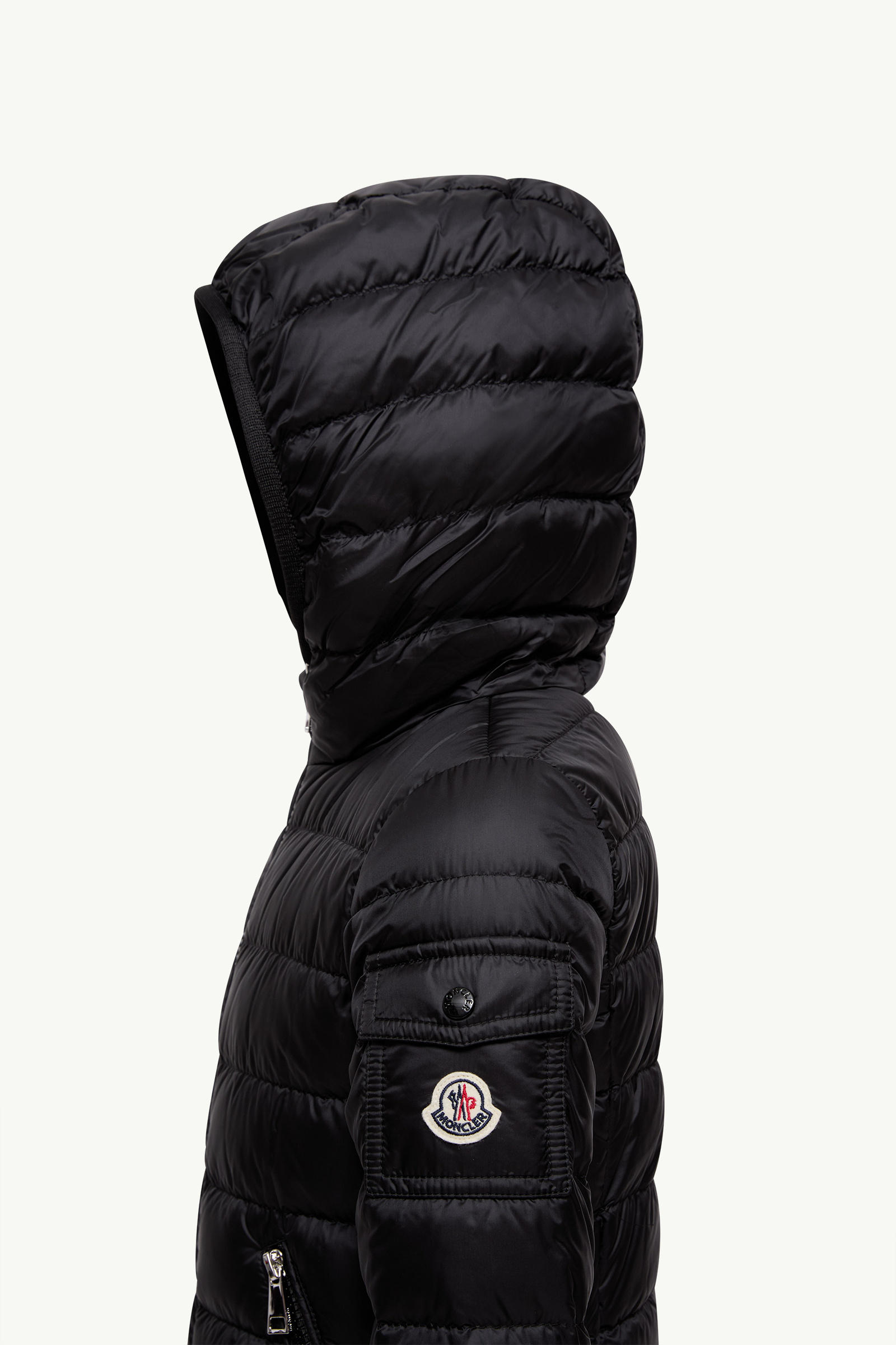Gles Hooded Down Jacket Girl Black Moncler 3