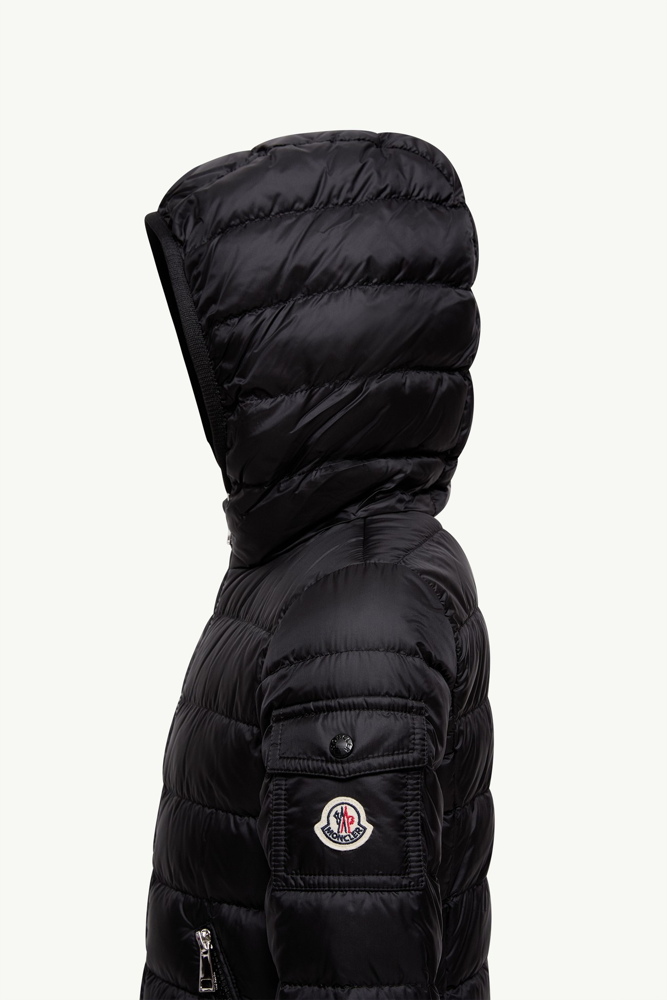 Gles Hooded Down Jacket Girl Black Moncler 3