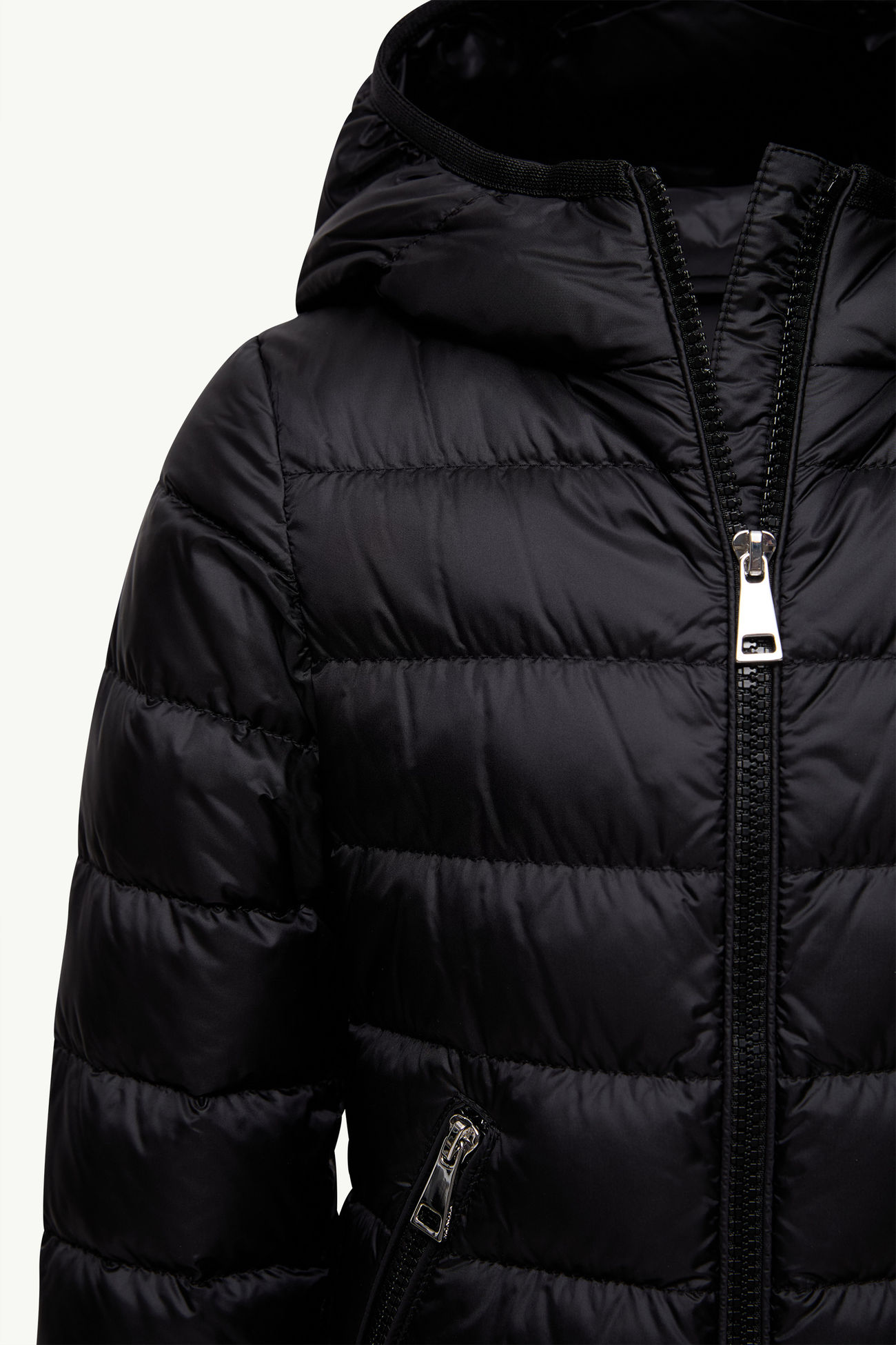 Gles Hooded Down Jacket Girl Black Moncler 4