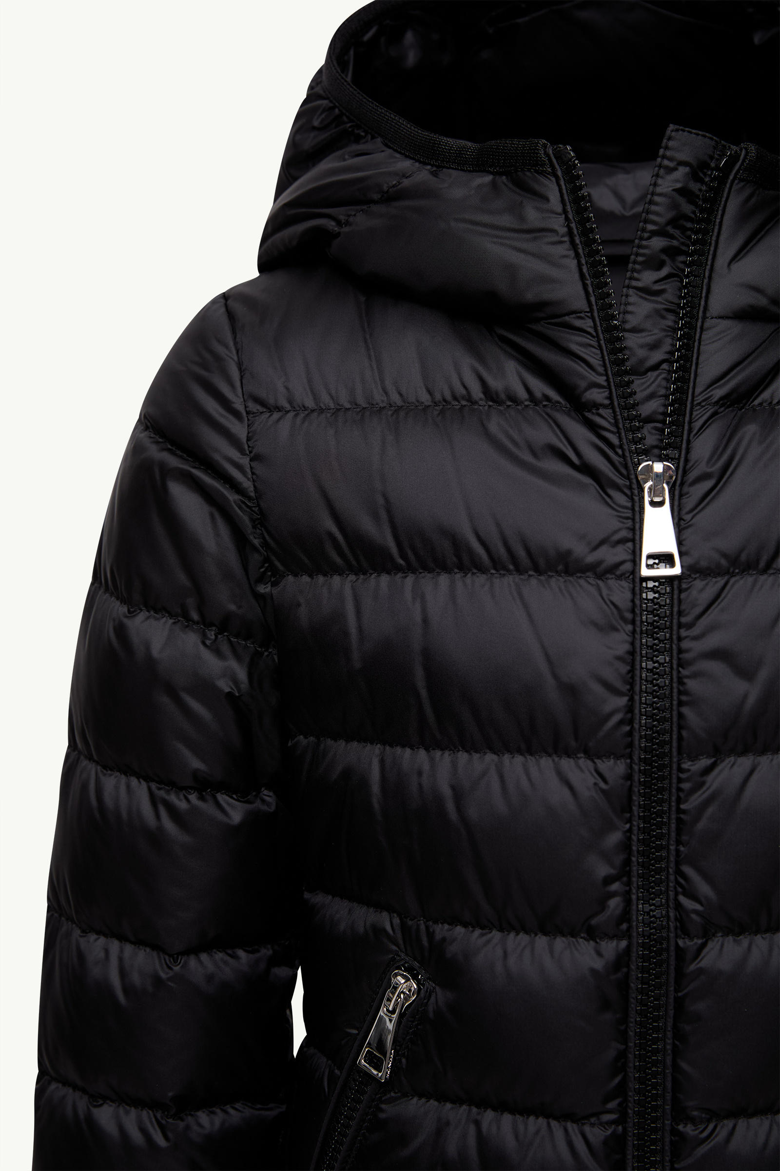 Gles Hooded Down Jacket Girl Black Moncler 4
