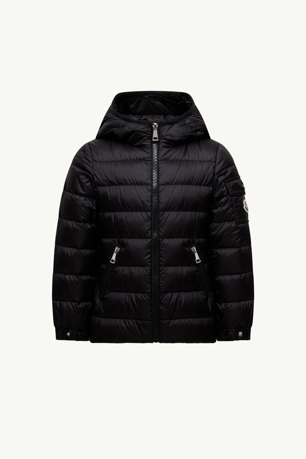 Gles Hooded Down Jacket Girl Black Moncler 0