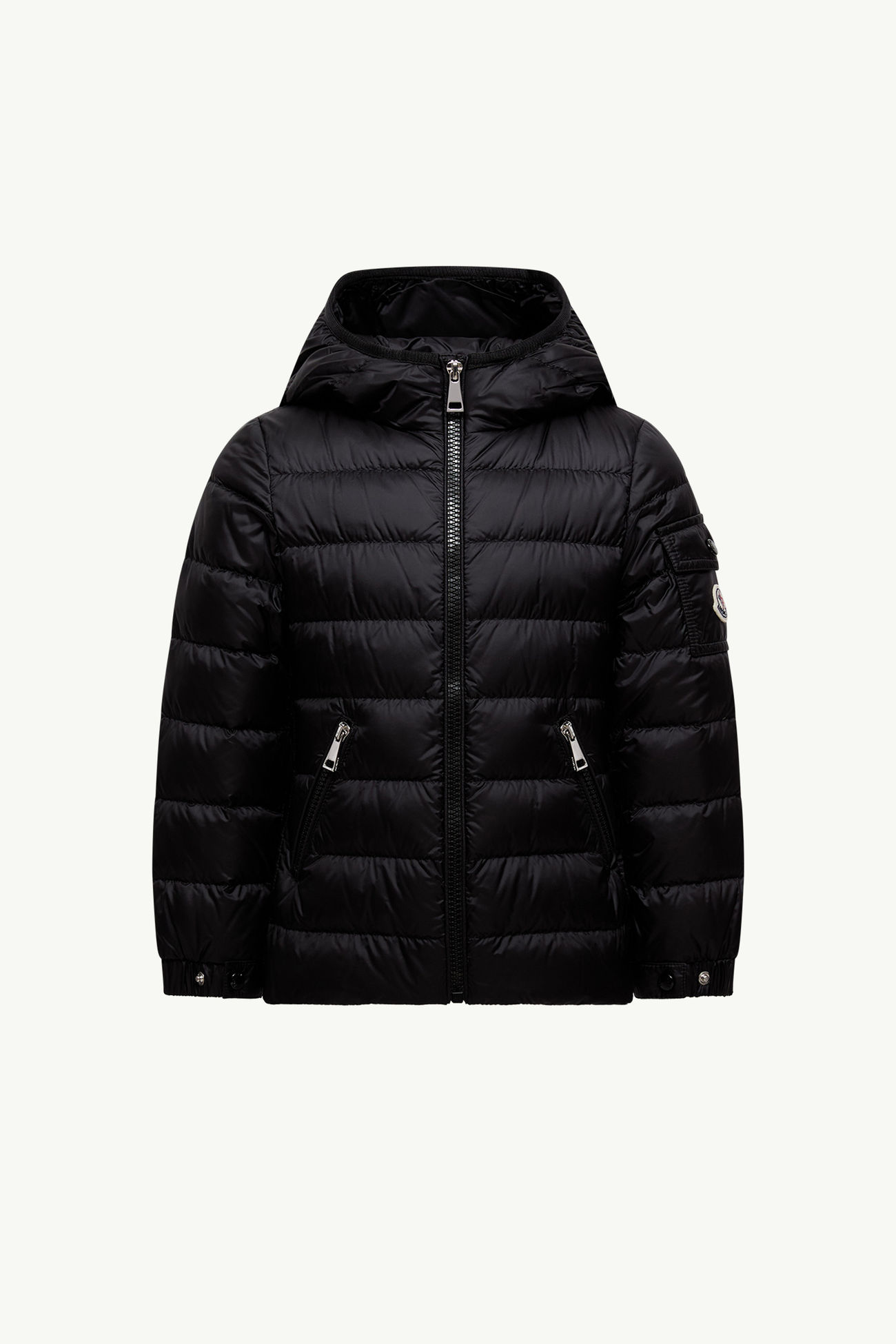 Gles Hooded Down Jacket Girl Black Moncler 0