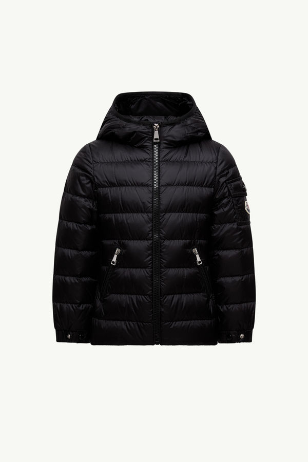 Gles Hooded Down Jacket Girl Black Moncler 0