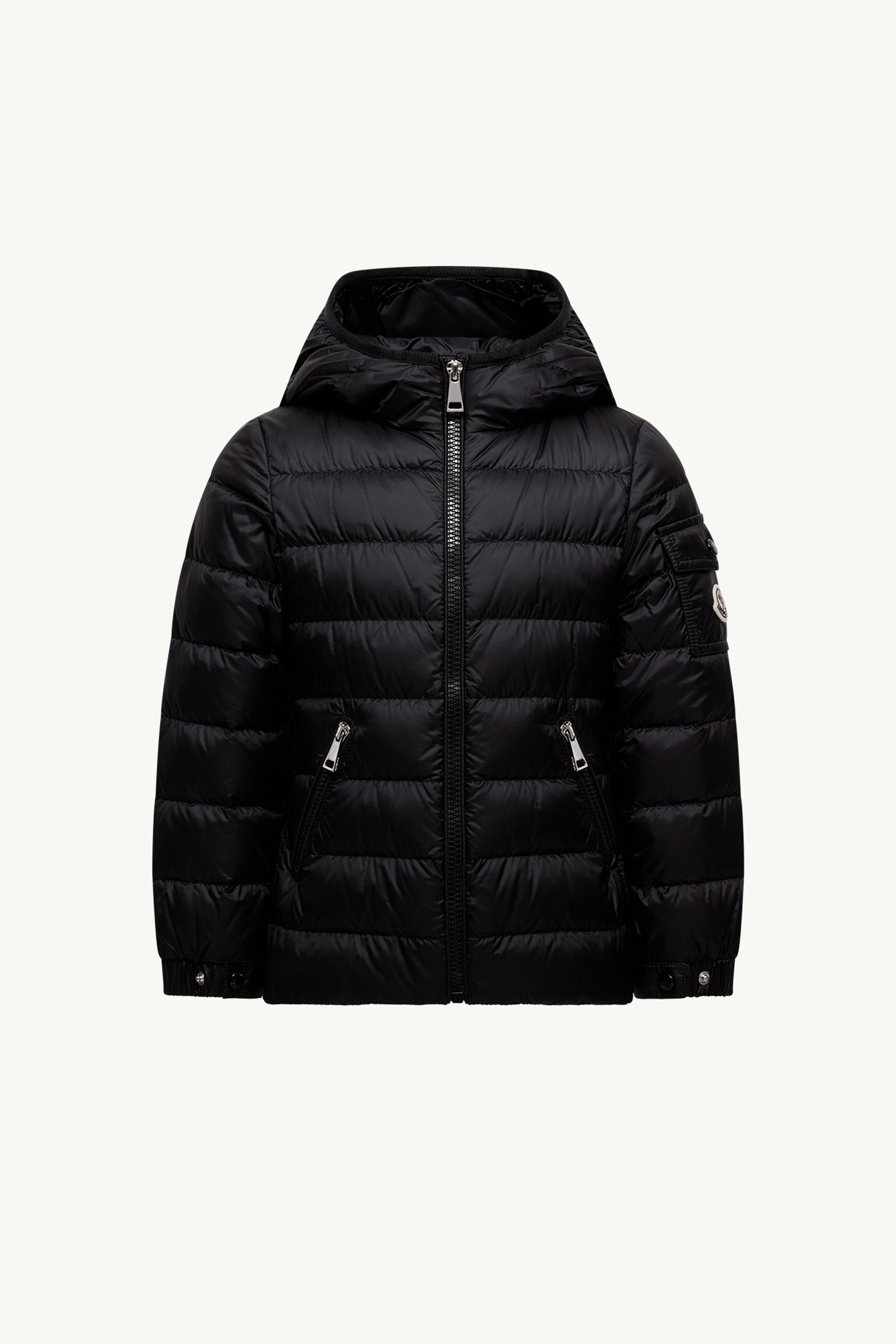 Gles Hooded Down Jacket Girl Black Moncler 0