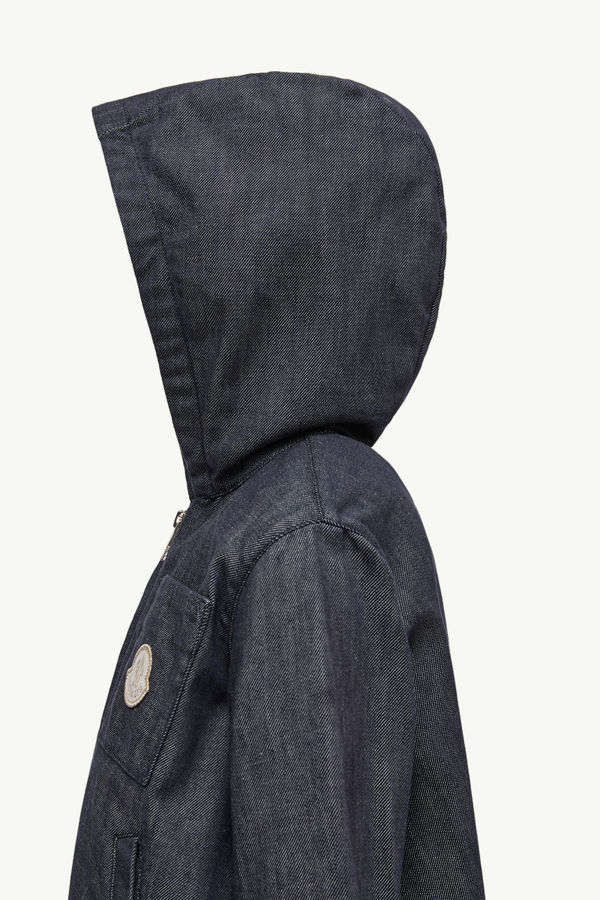 Direna Hooded Denim Jacket Girl Denim Blue Moncler 1