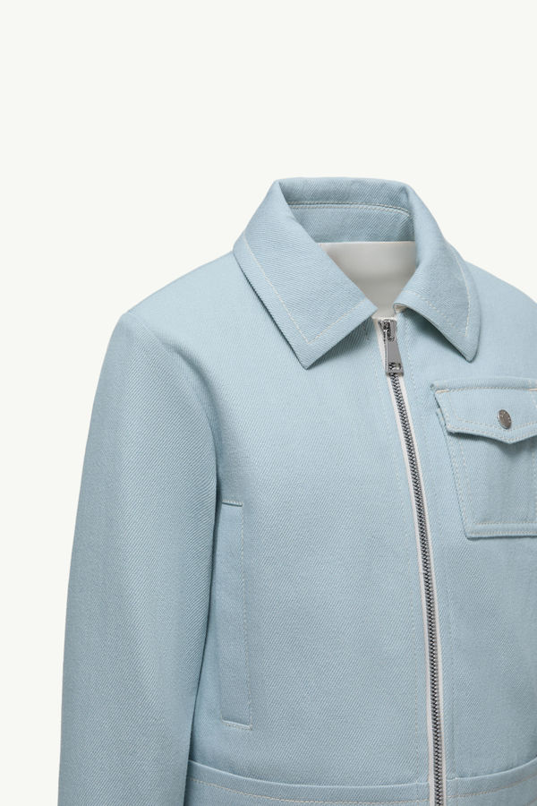 Esme Hooded Denim Jacket Girl Light Blue Moncler 3