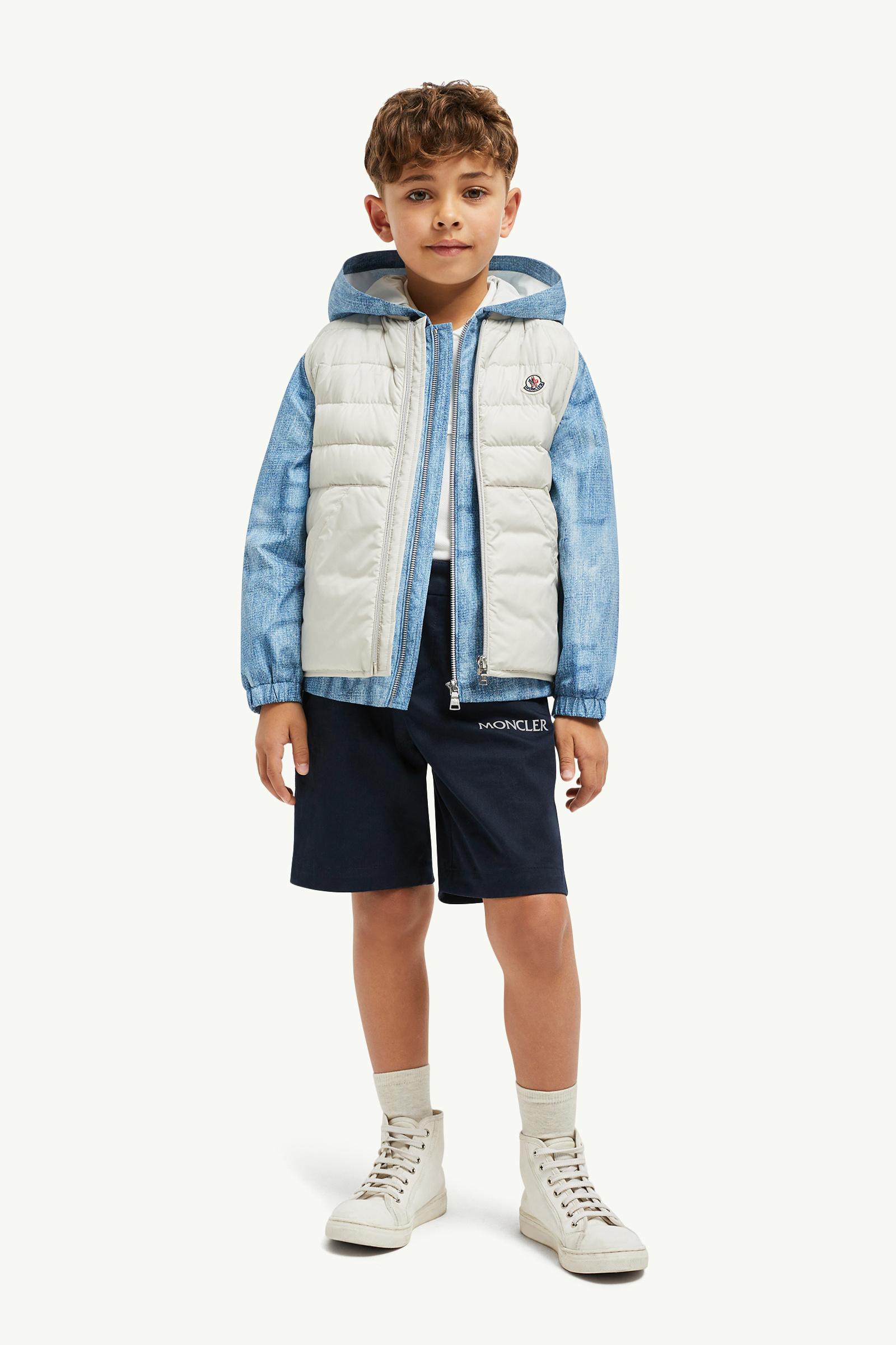 Logo Cotton Gabardine Shorts Boy Navy Blue Moncler 1